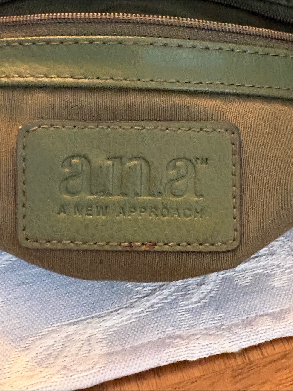 A.N.A Olive Green Leather Tote Bag - Picture 7 of 8